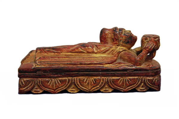 Shan Opium Scale Gilded Lacquer Teak Box
