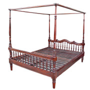 Antique Colonial Burmese Four-Poster Teak Bed