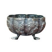 Small Silver 19th Century Thai Repousse Stem Bowl