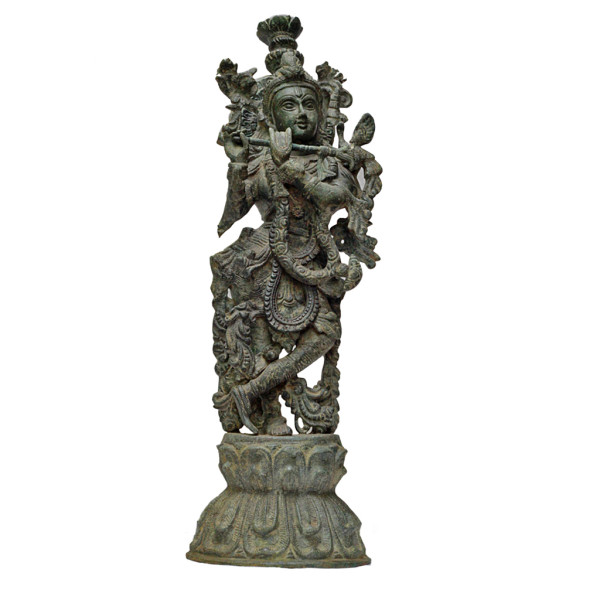 hindu goddess playing flute statue