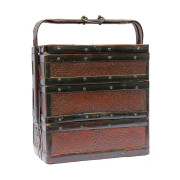 Chinese Cane and Bamboo Tiered Hawker Basket