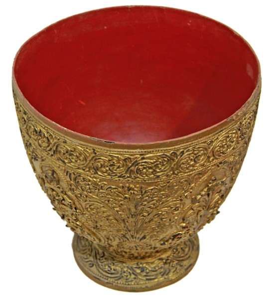 Mandalay Gilded Moulded Relief Lacquered Bowl