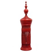 Tall Burmese Red Lacquered Offering Vessel
