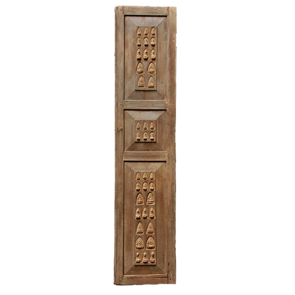 Old Chiang Mai Teak Door Inlaid with Clay Amulets