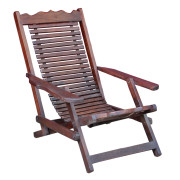 Old Thai Teak Slatted Folding Deck Chair