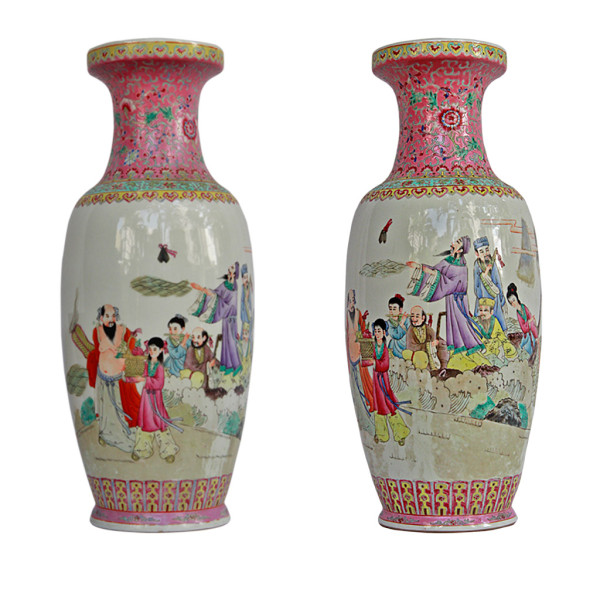 Pair of Tall Chinese Porcelain Vases Made for Southeast Asian Market