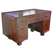 Large Burmese Colonial-era Art-Deco Teak Desk