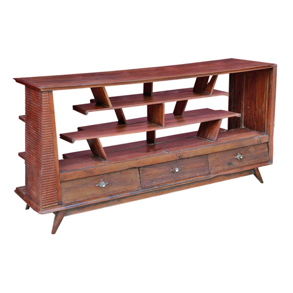 Thai "Retro" Art-Deco Teak Sideboard Display Cabinet