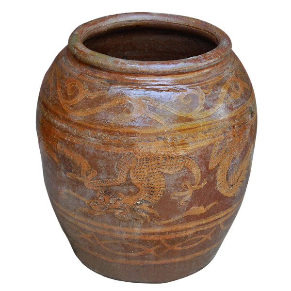 Old Ratchaburi Ceramic Water Jar or “Dragon Pot”