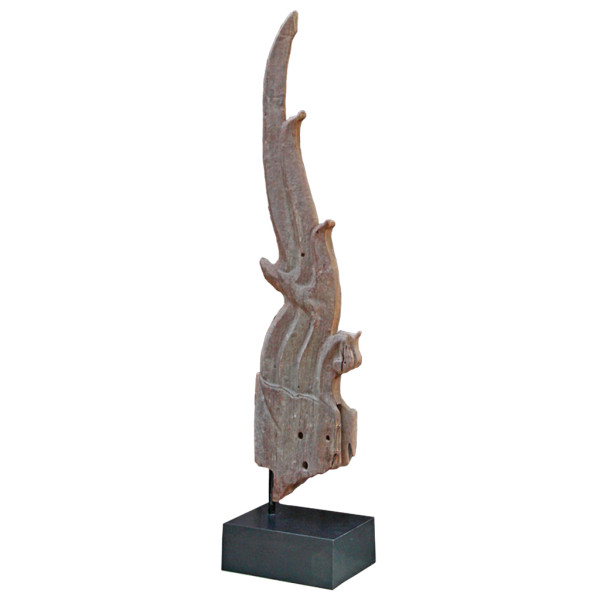 Northern Thai Teak Chofah (Temple Finial) on Stand