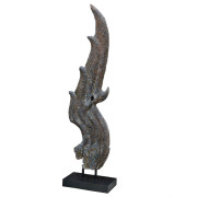 Pair of Antique Thai Chofah (Temple Finials) Embellished with Cut Golden Glass on Stands