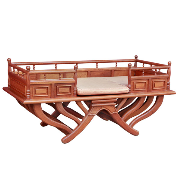 Thai Teak Elephant Chair "Howdah" with Jim Thompson Silk Cushion