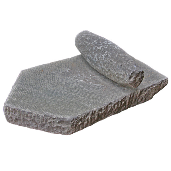 Old Granite Stone with Roller for Grinding Herbs and Spices