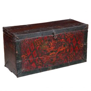 Rare Tibetan Chest with Gesso Painting of Dragons