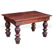 Burmese Colonial Teak Low Side Table with Large Turned Legs