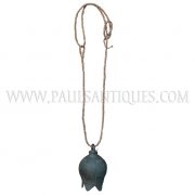 Cambodian Bronze Lotus-shaped Cow Bell on Natural Hand-woven Rope