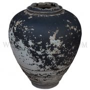 Late Angkor Period Khmer Light Brown Glazed Ceramic Jar with Broken off Neck