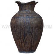 Late Angkor Period Khmer Light Brown Glazed Ceramic Jar Partially Broken Lip