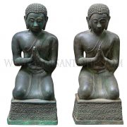 Thai Bronze Pair of Praying Monks