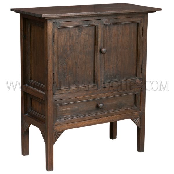 Small Indonesian Teak Side Cabinet with Fan Detail on Legs