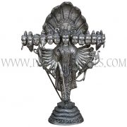 Cast Metal Sculpture of Vishnu With His Avatars
