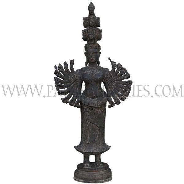 Khmer Angkor-style Bronze Standing Prajnaparamita, the Goddess of Transcendent Wisdom