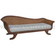 Teak and Rattan Chaise Sofa Lounger