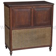 Tall Colonial Burmese Teak and Rattan Clothes Hamper
