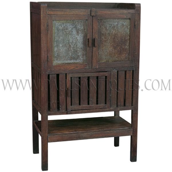 Old Thai Teak Kitchen Cabinet/Meat Safe with Original Metal Grille
