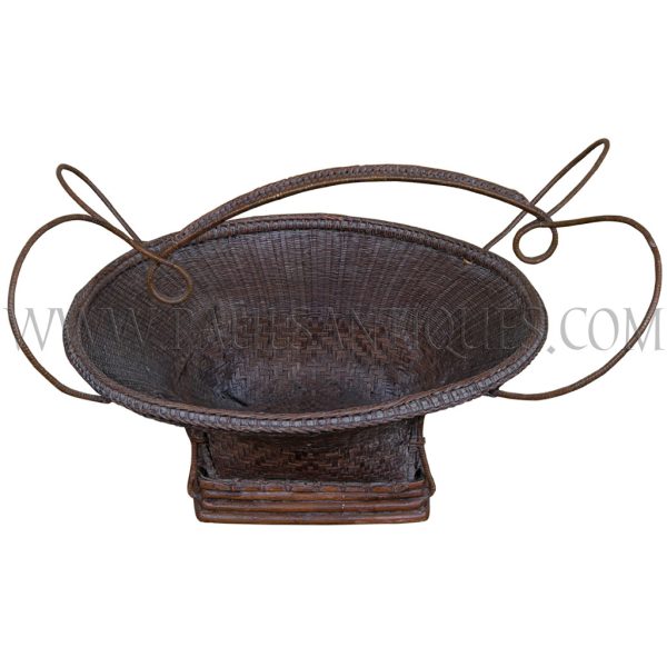 Rare Thai Finely Handwoven Antique Basket with Handle