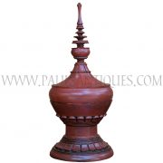 Burmese Ochre Lacquered Offering Vessel with Floral Motif Base