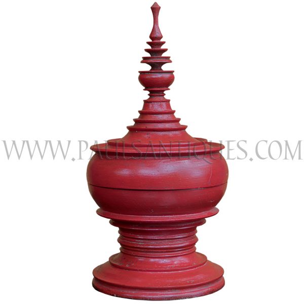 Red Burmese Lacquered Wedding Bowl/Offering Vessel