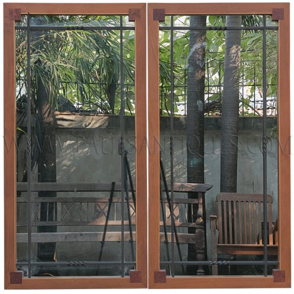 Pair of Teak Deco Mirrors