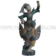 Burmese Painted Teak Carving of Court Dancer