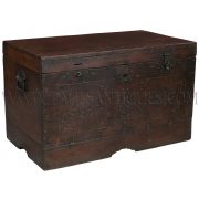 Antique Burmese Teak with Brass Inlay Design Wedding Chest