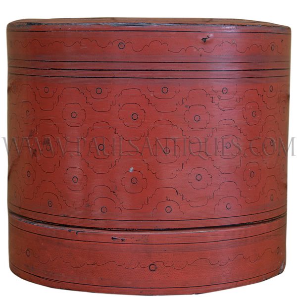 Burmese Coiled Bamboo Lacquered Betel Nut Box