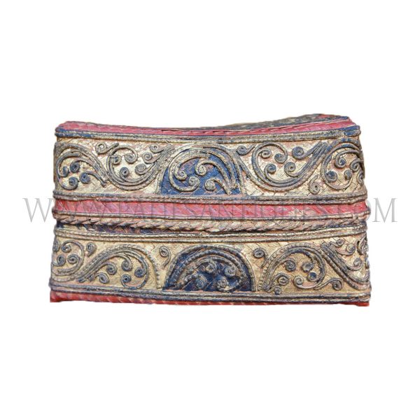 Burmese Mandalay Red and Gold "Thayo" Lacquered Bamboo Pillow Box, c. 1980