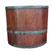 Thai Teak Marked "20 Liter Royal Measure" Rice Measure with Original Iron Fittings, c. 1960