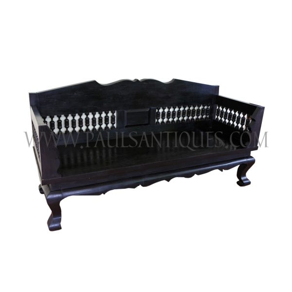 Thai Teak Black Lacquered Daybed