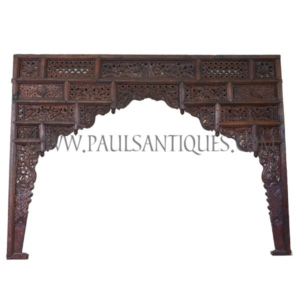 Javanese Indonesian Teak Lattice Entryway Carving