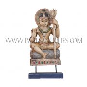 Indian Wood Carving of Hindu God Shiva, Creator, Protector and Transformer of the Universe, on Custom Teak Stand