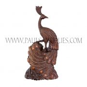 Burmese Precious Burlwood Peacock Carving