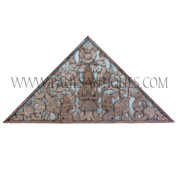 Northern Lanna Thai Teak Gable with Theppanom Angel with Attendants Carving