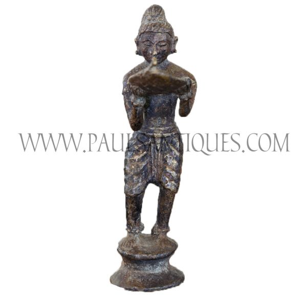 Thai Bronze Figurine of Sujata Offering Rice Milk to Fasting Buddha