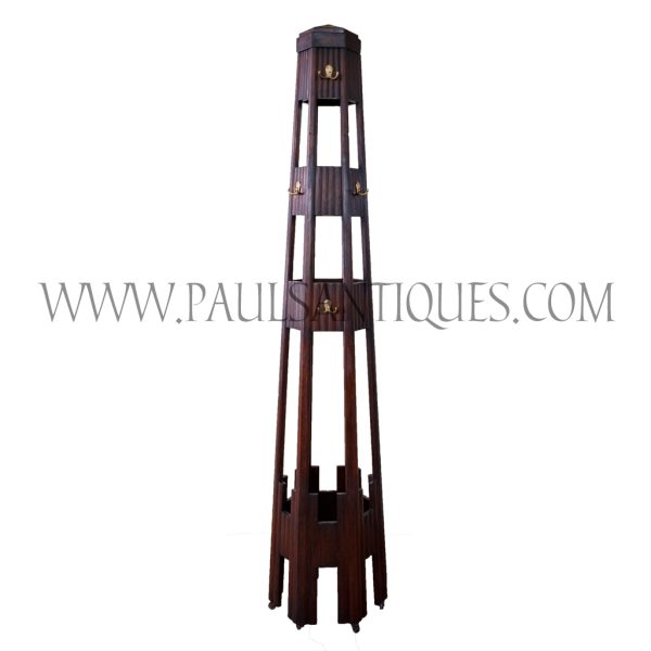 Rare Burmese Art-Deco Teak Hat / Coat Stand